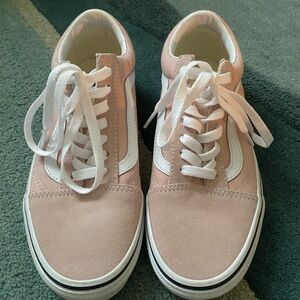 Vans Women's Soft Pink and White Sneakers